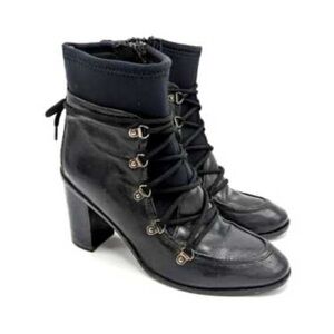 Napoleoni Black Lace Up Bootie Size 6.5